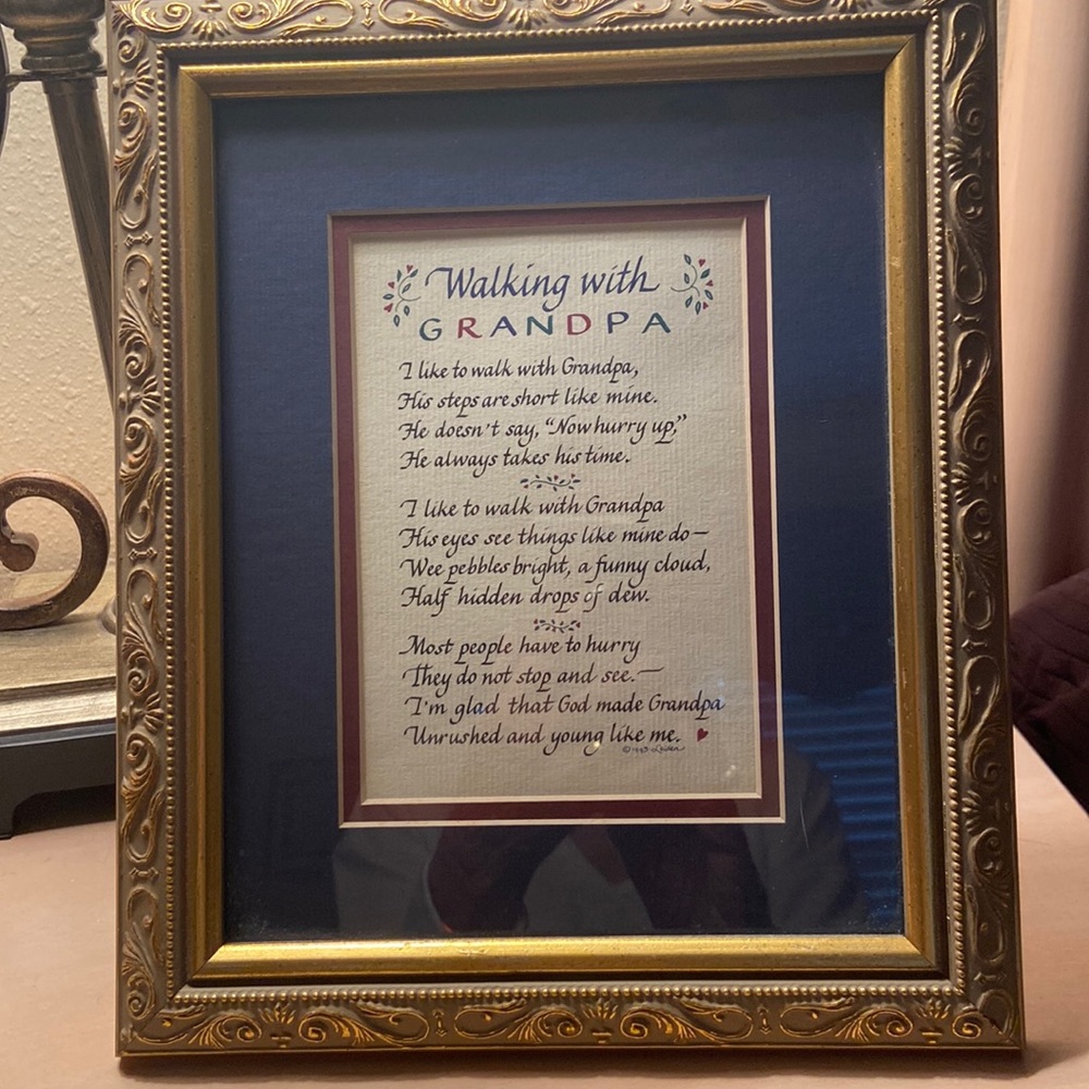 8”X10” framed & matted “Walking with GRANDPA” quote! Great for Father’s Day!
